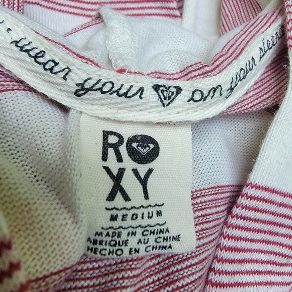 Roxy Long Sleeve Hooded Vneck Striped Shirt Medium - Picture 5 of 5